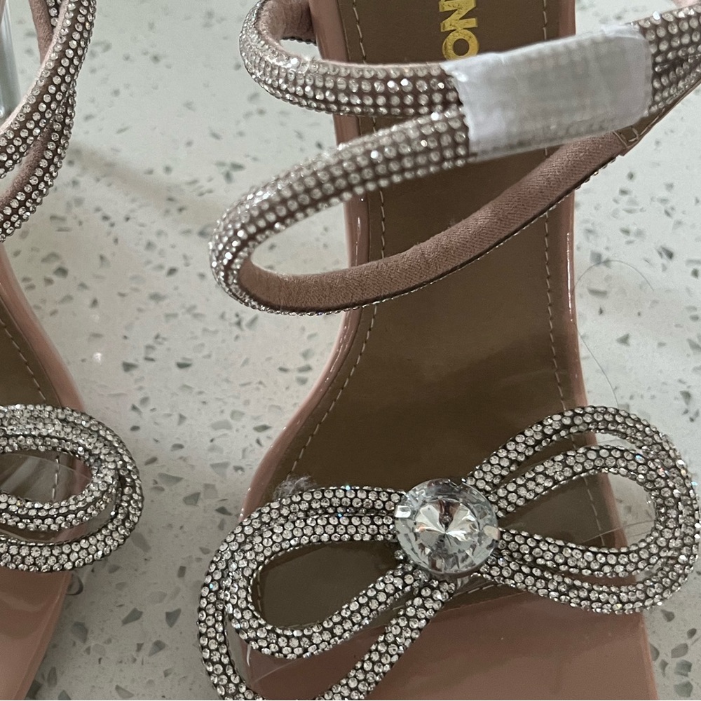Studded glass slippers nude bottom